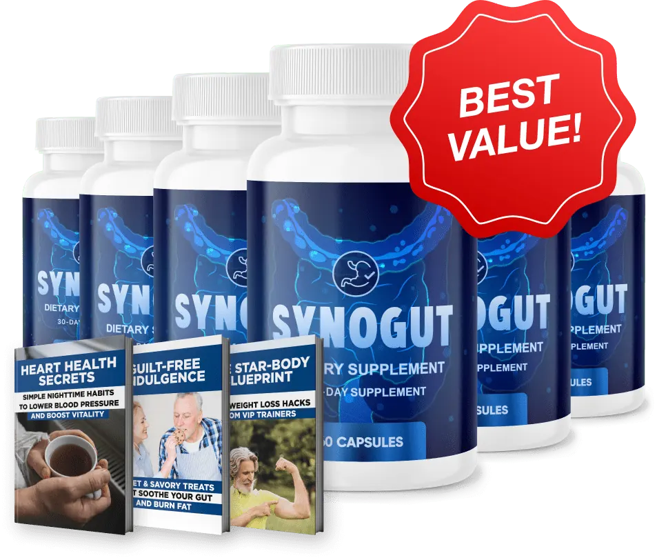 Synogut best value pack, 6 bottles with 3 free bonus ebooks